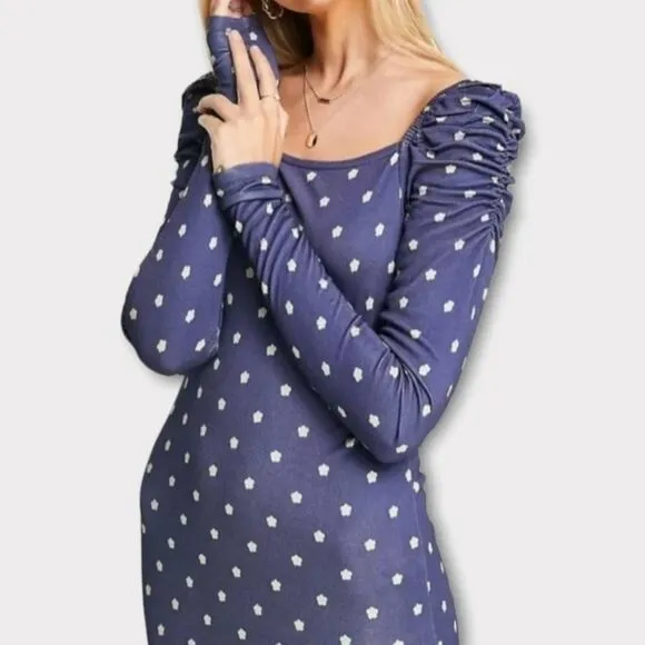 NWT Ted Baker Meegwin Ditsy Spot Jersey Midi Side Slit Stretch Dress  8-10 Or 3