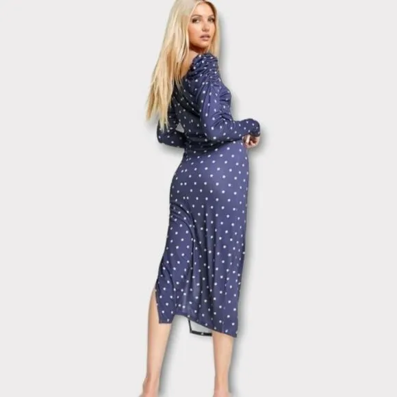NWT Ted Baker Meegwin Ditsy Spot Jersey Midi Side Slit Stretch Dress  8-10 Or 3