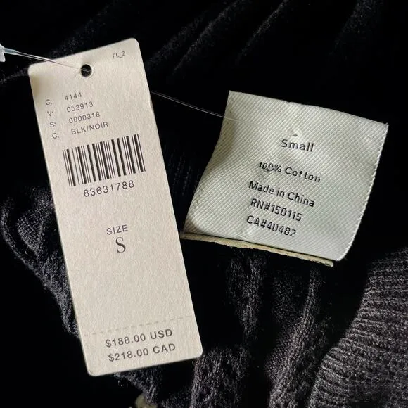 NWT Varley Malia Black Knit Midi Dress Size Small