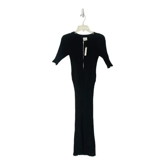 NWT Varley Malia Black Knit Midi Dress Size Small