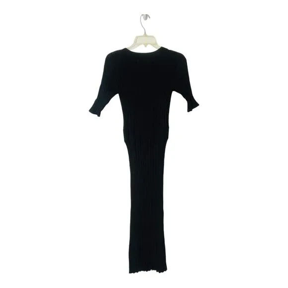 NWT Varley Malia Black Knit Midi Dress Size Small