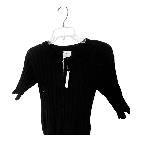 NWT Varley Malia Black Knit Midi Dress Size Small