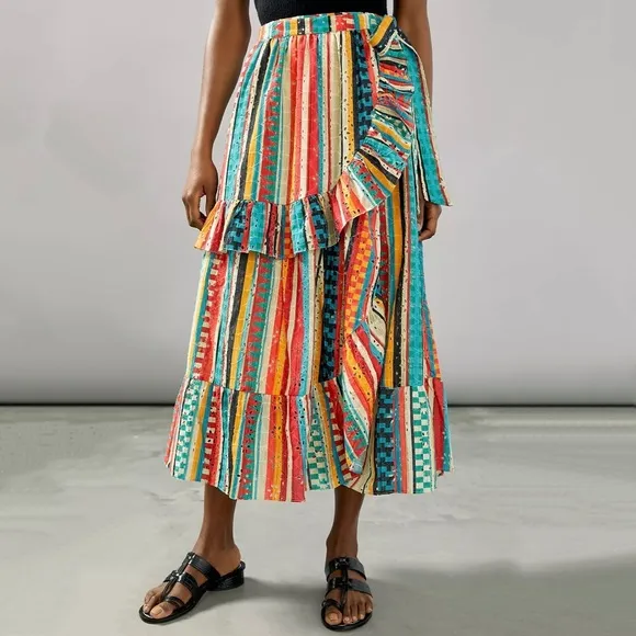 NWT Verb by Pallavi Singhee Ruffled Midi Skirt Small