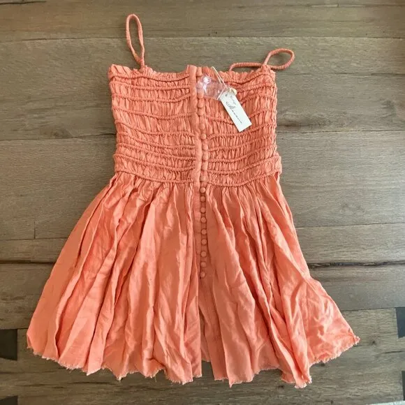 NWT VICI Vintage Havana Rosetta Smocked Frayed Hem Mini Cowgirl Festival Dress