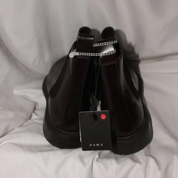 NWT Zara Man Dark Brown Chelsea Ankle Boots US Size 11