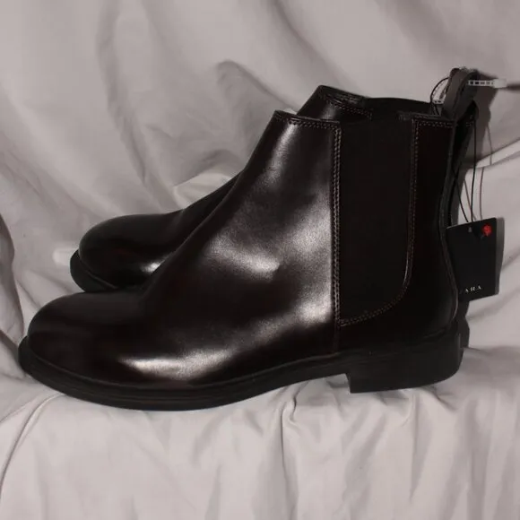 NWT Zara Man Dark Brown Chelsea Ankle Boots US Size 11