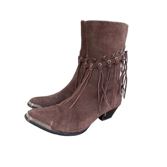 Oak tree farms fringe suede boots