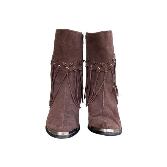 Oak tree farms fringe suede boots