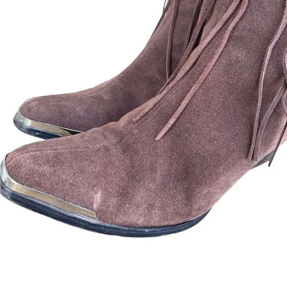 Oak tree farms fringe suede boots