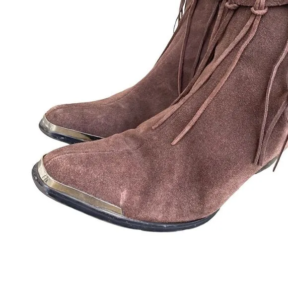 Oak tree farms fringe suede boots