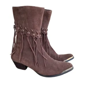 Oak tree farms fringe suede boots