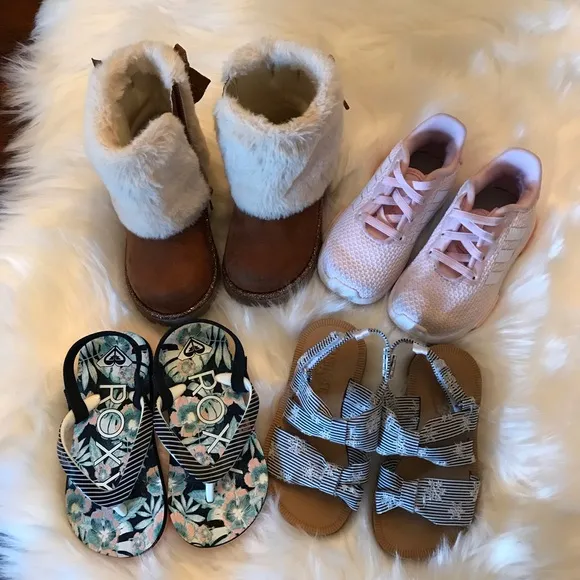 OLIVE&amp;EDIE BOOT, ROXY FLIPFLOP, OSHKOSH BGOSH SANDLE, ADIDAS SNEAKER ALL GIRL 6M