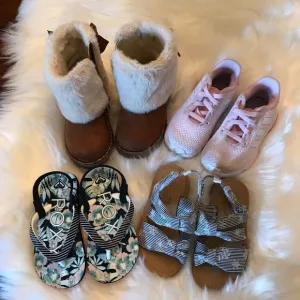 OLIVE&amp;EDIE BOOT, ROXY FLIPFLOP, OSHKOSH BGOSH SANDLE, ADIDAS SNEAKER ALL GIRL 6M