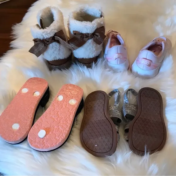 OLIVE&amp;EDIE BOOT, ROXY FLIPFLOP, OSHKOSH BGOSH SANDLE, ADIDAS SNEAKER ALL GIRL 6M