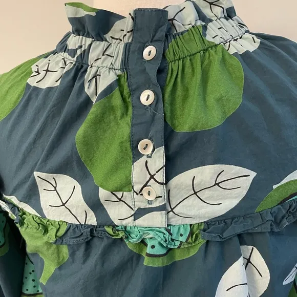 OLIVIA JAMES THE LABEL Emma Mini Dress Tunic Boho Green Teal LeafPrint
