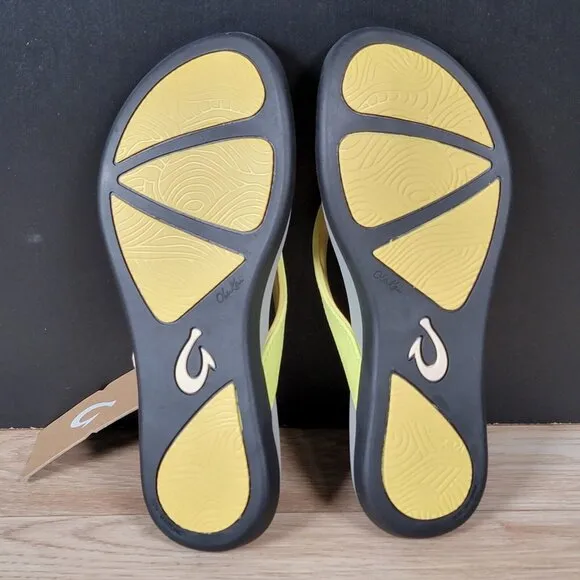 OluKai HO OPIO Sandals Womens Size 7 Gray Shave Ice Beach Slippers Flip Flops