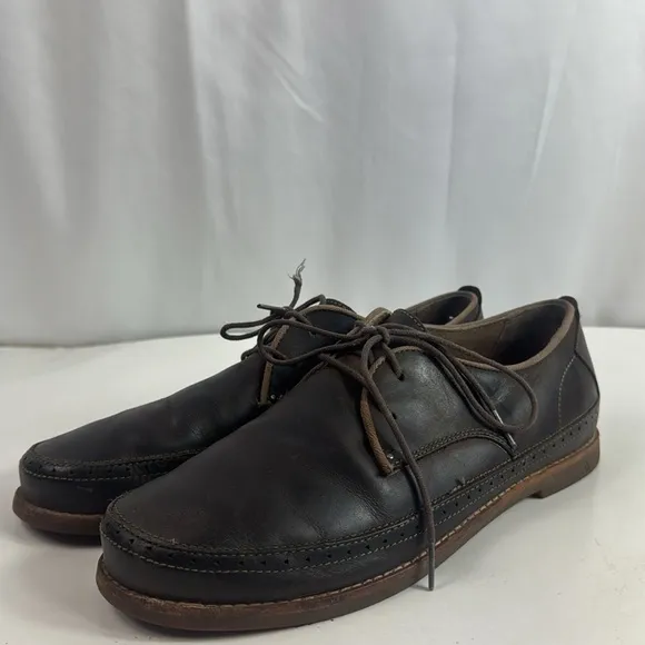 Olukai Honolulu Lace Dark Brown Leather Rubber Sole Casual shoes