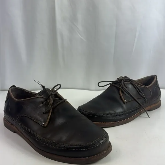Olukai Honolulu Lace Dark Brown Leather Rubber Sole Casual shoes