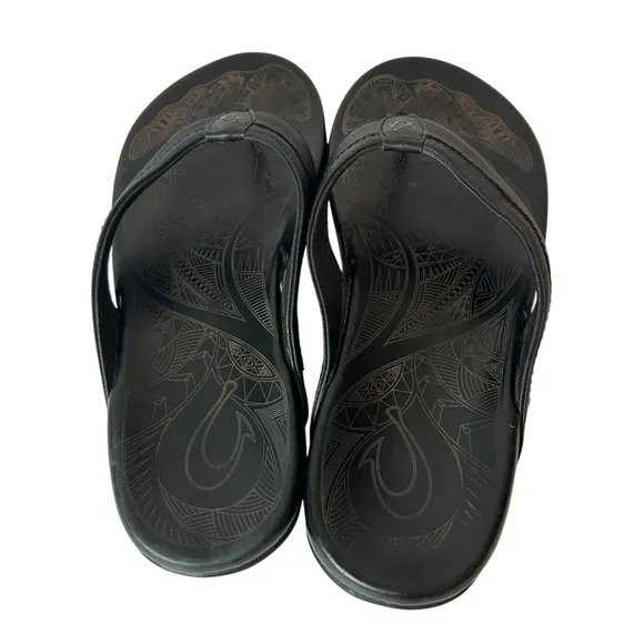 Olukai Men’s Hiapo Brown Leather Beach Sandals Size 12 M