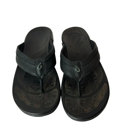 Olukai Men’s Hiapo Brown Leather Beach Sandals Size 12 M
