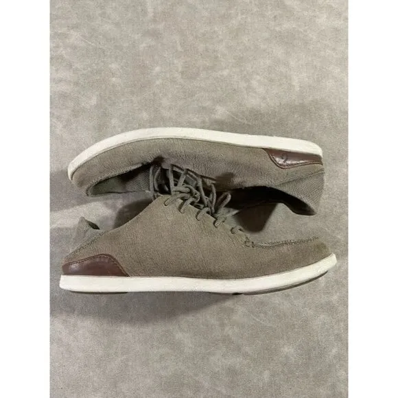 Olukai Mens Manoa Leather Casual Shoes Lace Up Clay Toffee Size M10