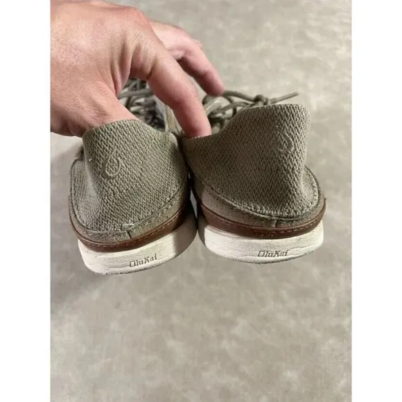 Olukai Mens Manoa Leather Casual Shoes Lace Up Clay Toffee Size M10