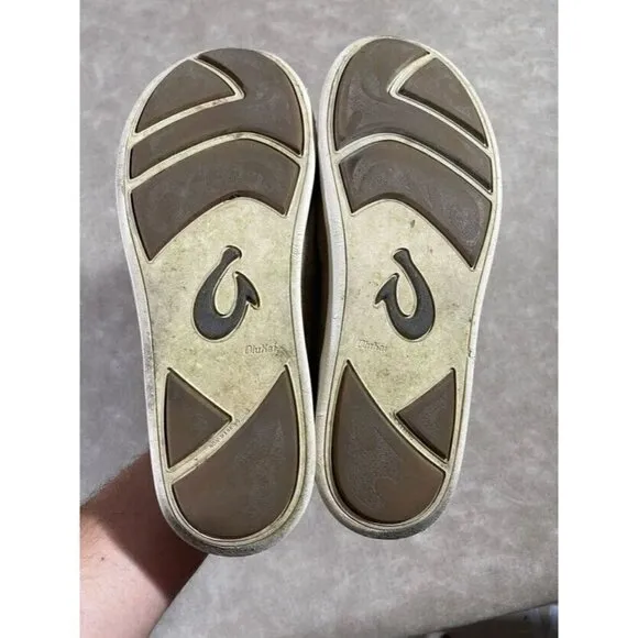 Olukai Mens Manoa Leather Casual Shoes Lace Up Clay Toffee Size M10