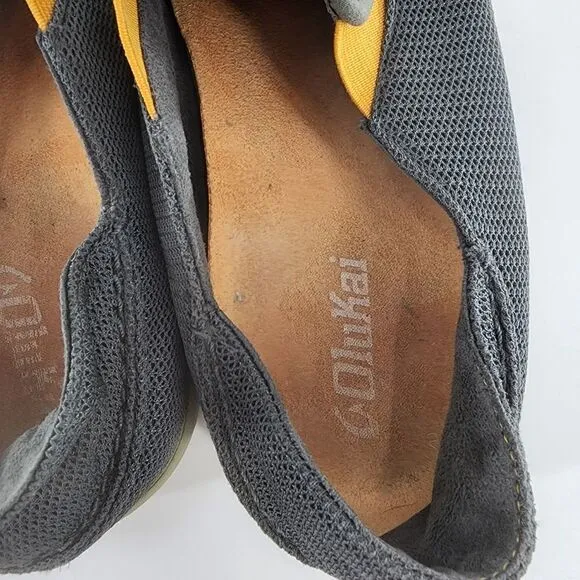 Olukai nohea mens shoes mesh slip on loafers gray 8