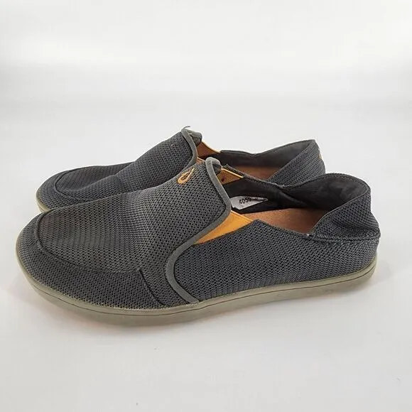 Olukai nohea mens shoes mesh slip on loafers gray 8