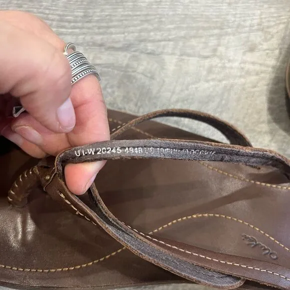 OLUKAI U'i Women's Beach Sandals, Premium Leather Flip-Flop