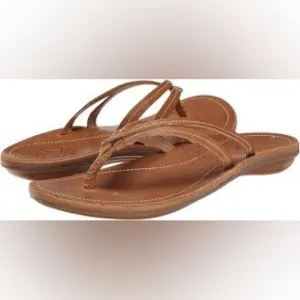 OLUKAI U'i Women's Beach Sandals, Premium Leather Flip-Flop