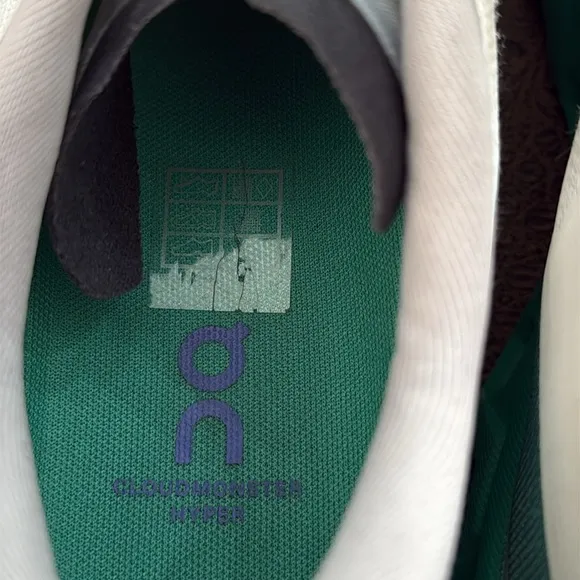 On Running Cloudmonster Women’s Size 10 White Green Cushioned Running Shoes