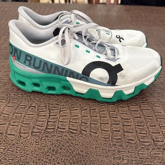 On Running Cloudmonster Women’s Size 10 White Green Cushioned Running Shoes