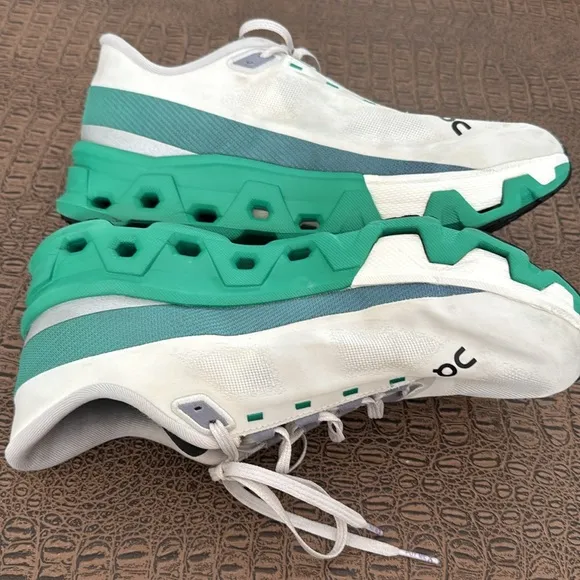 On Running Cloudmonster Women’s Size 10 White Green Cushioned Running Shoes
