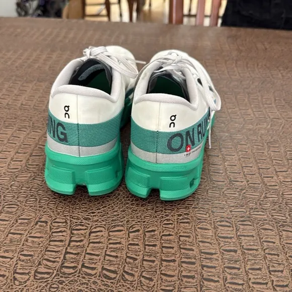 On Running Cloudmonster Women’s Size 10 White Green Cushioned Running Shoes