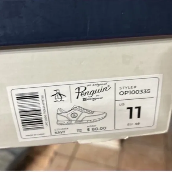 Original Penguin Blue Sneakers with Matte Finish and Low-Top Design