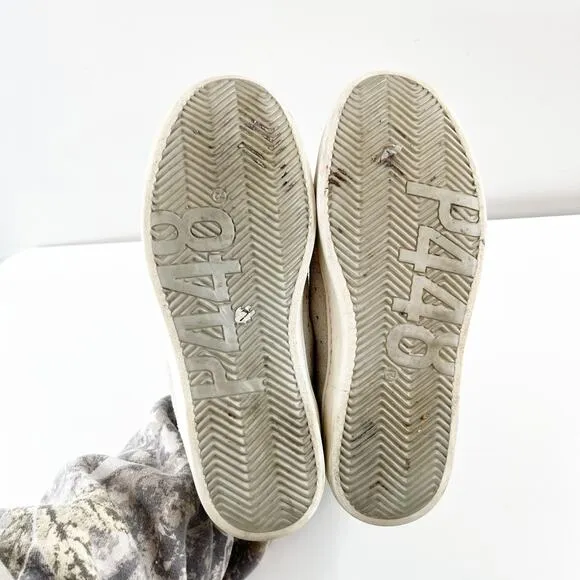 P448 John Low Top Lace Up Perforated Shoes Sneakers White Gray 7