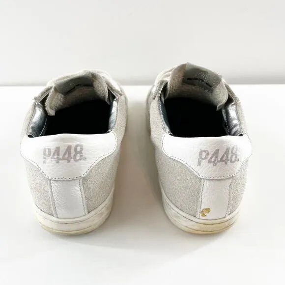 P448 John Low Top Lace Up Perforated Shoes Sneakers White Gray 7