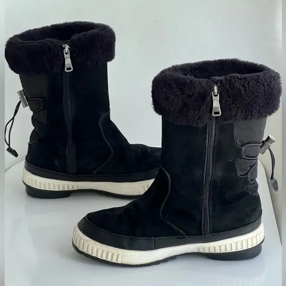 Pajar Canada Barb Waterproof Leather Suede Faux Fur Black Winter Boot Size 10