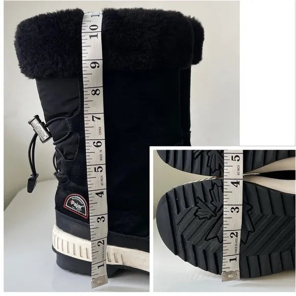 Pajar Canada Barb Waterproof Leather Suede Faux Fur Black Winter Boot Size 10