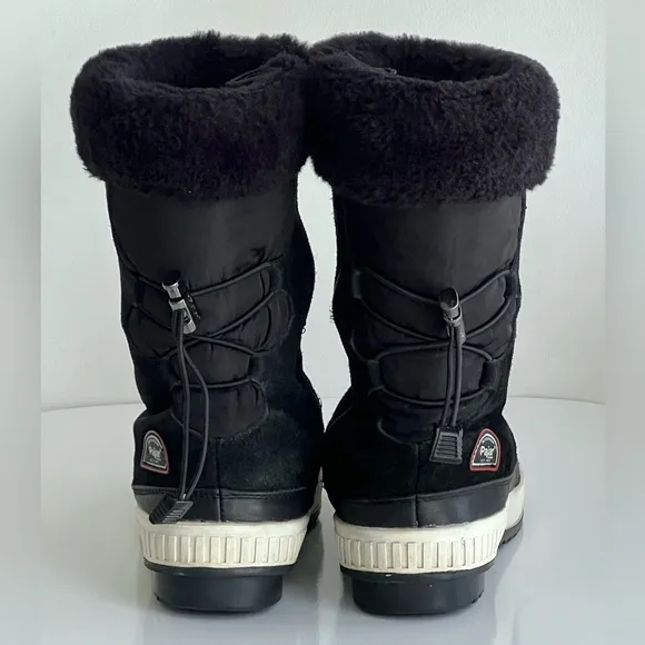 Pajar Canada Barb Waterproof Leather Suede Faux Fur Black Winter Boot Size 10