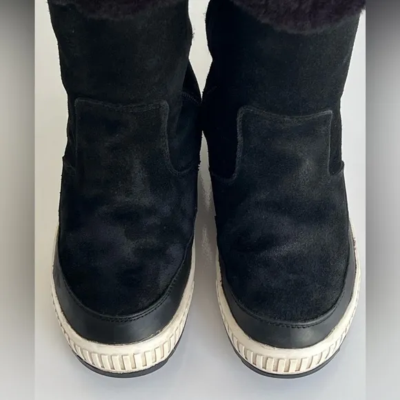 Pajar Canada Barb Waterproof Leather Suede Faux Fur Black Winter Boot Size 10