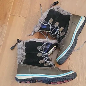 Pajar Iceberg Waterproof Winter Boots Faux Fur Lined Suede Black Size 6-6.5