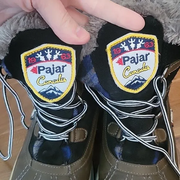 Pajar Iceberg Waterproof Winter Boots Faux Fur Lined Suede Black Size 6-6.5