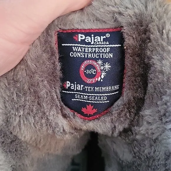 Pajar Iceberg Waterproof Winter Boots Faux Fur Lined Suede Black Size 6-6.5