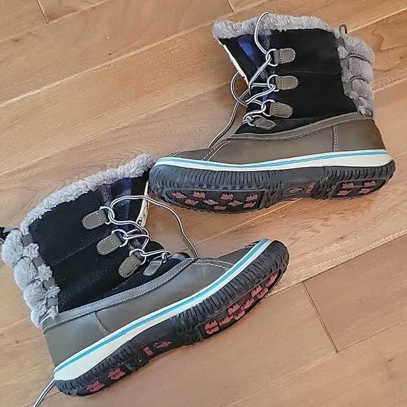 Pajar Iceberg Waterproof Winter Boots Faux Fur Lined Suede Black Size 6-6.5