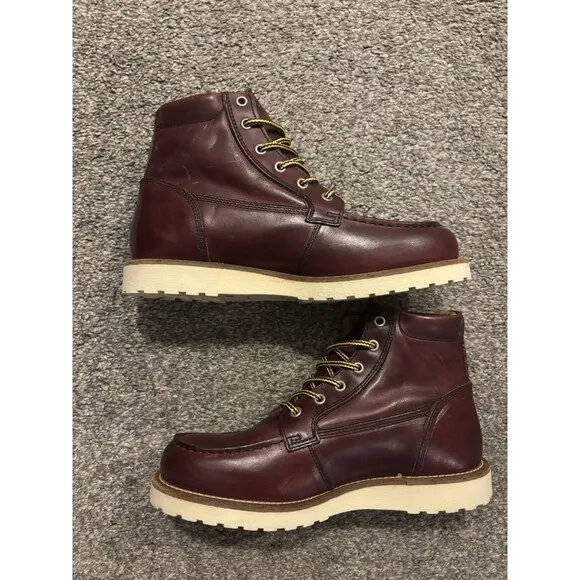 PAJAR Oxblood Logger Faux Fur Waterproof Leather Boots Mens 41 US 8-8.5 NEW