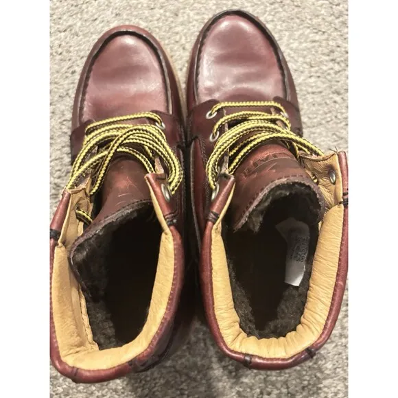 PAJAR Oxblood Logger Faux Fur Waterproof Leather Boots Mens 41 US 8-8.5 NEW