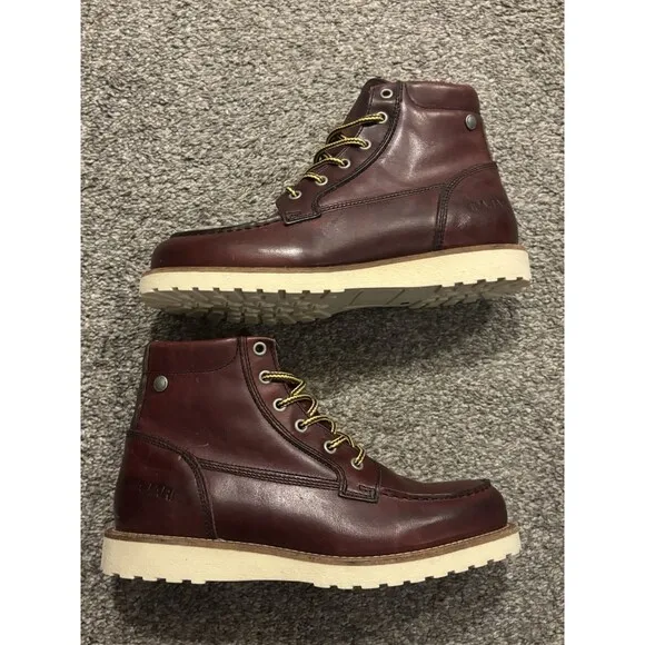 PAJAR Oxblood Logger Faux Fur Waterproof Leather Boots Mens 41 US 8-8.5 NEW