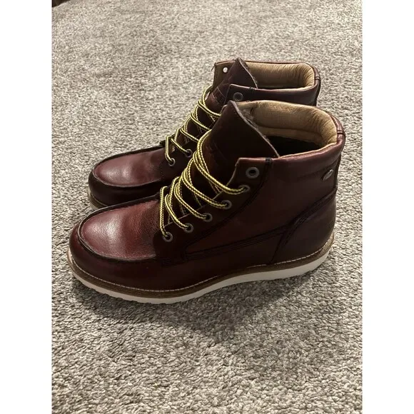 PAJAR Oxblood Logger Faux Fur Waterproof Leather Boots Mens 41 US 8-8.5 NEW